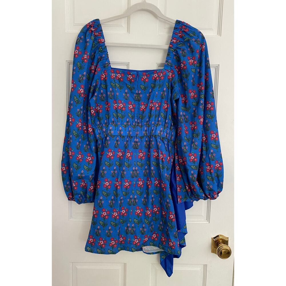 RHODE Tuckernuck Mina Draped Ruched Floral-Print Recycled Crepe Mini Dress S - Picture 10 of 13